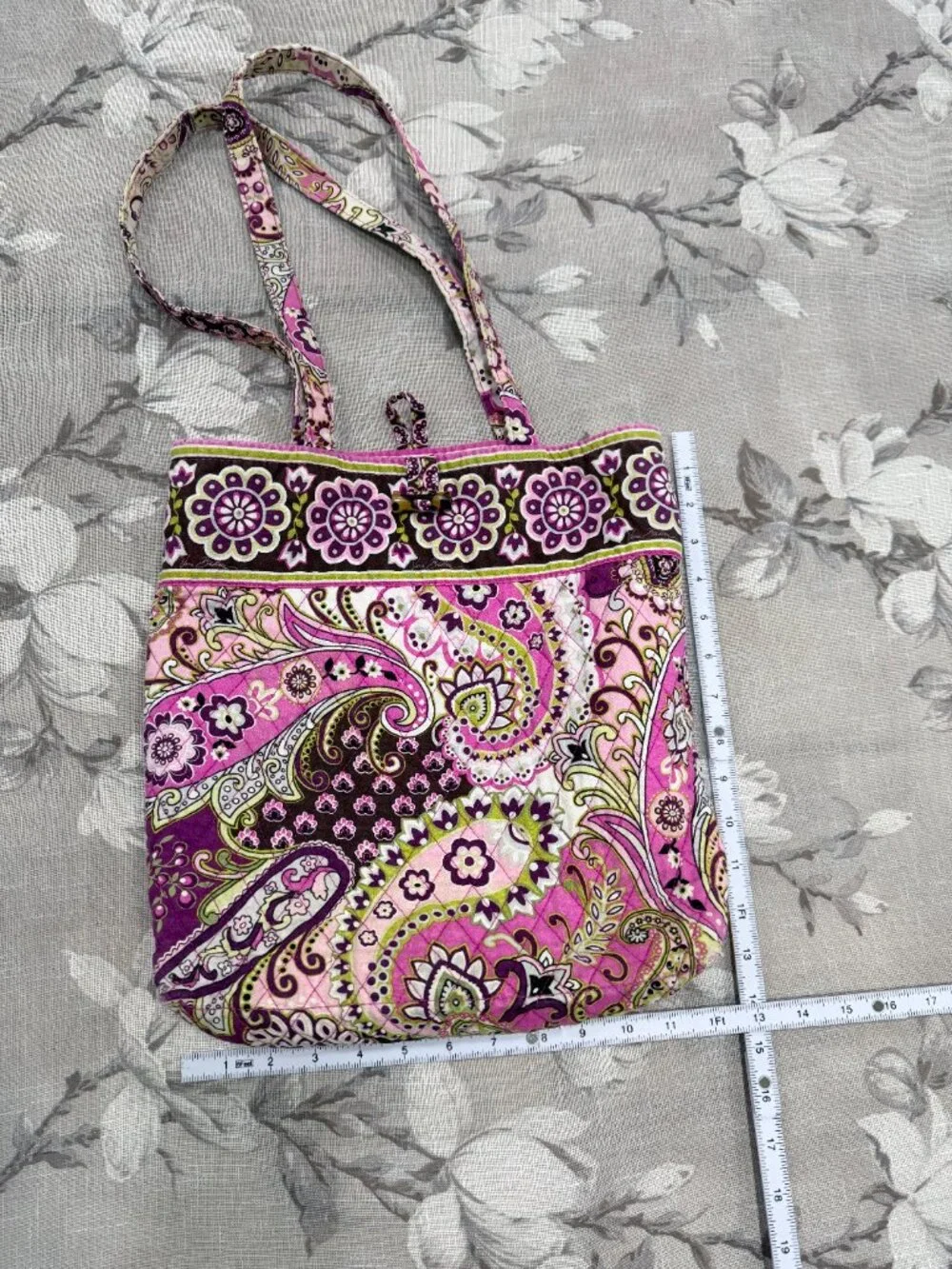 Vera Bradley Very Berry Paisley Quilted Tote Pink Purple Floral Paisley Retired